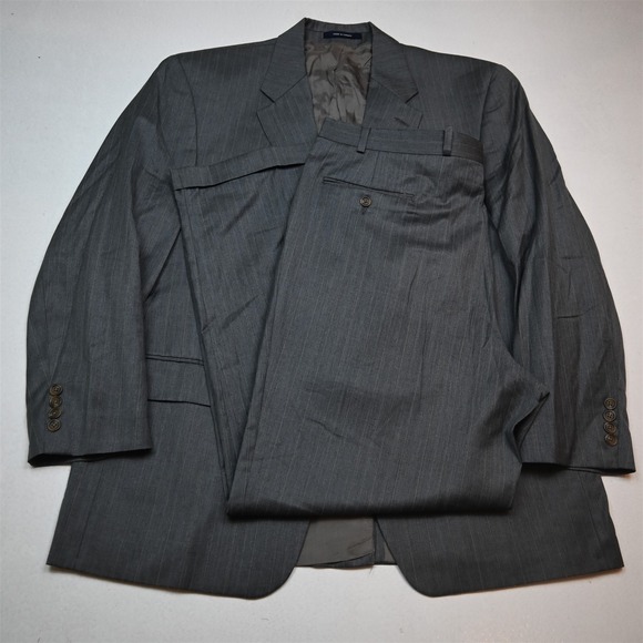 Chaps Ralph Lauren 44R 36x32 Gray Striped Wool Cashmere Mens Jacket Pants Suit